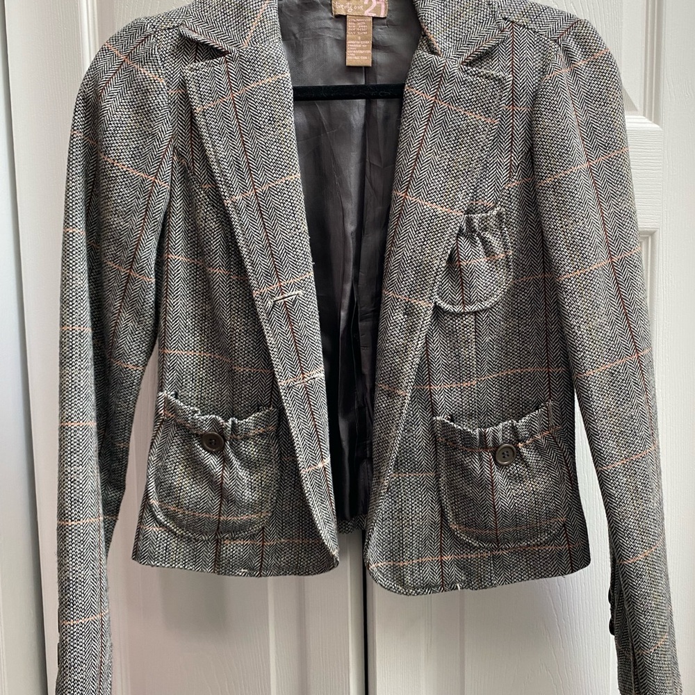 Women's Gray Plaid Jacket